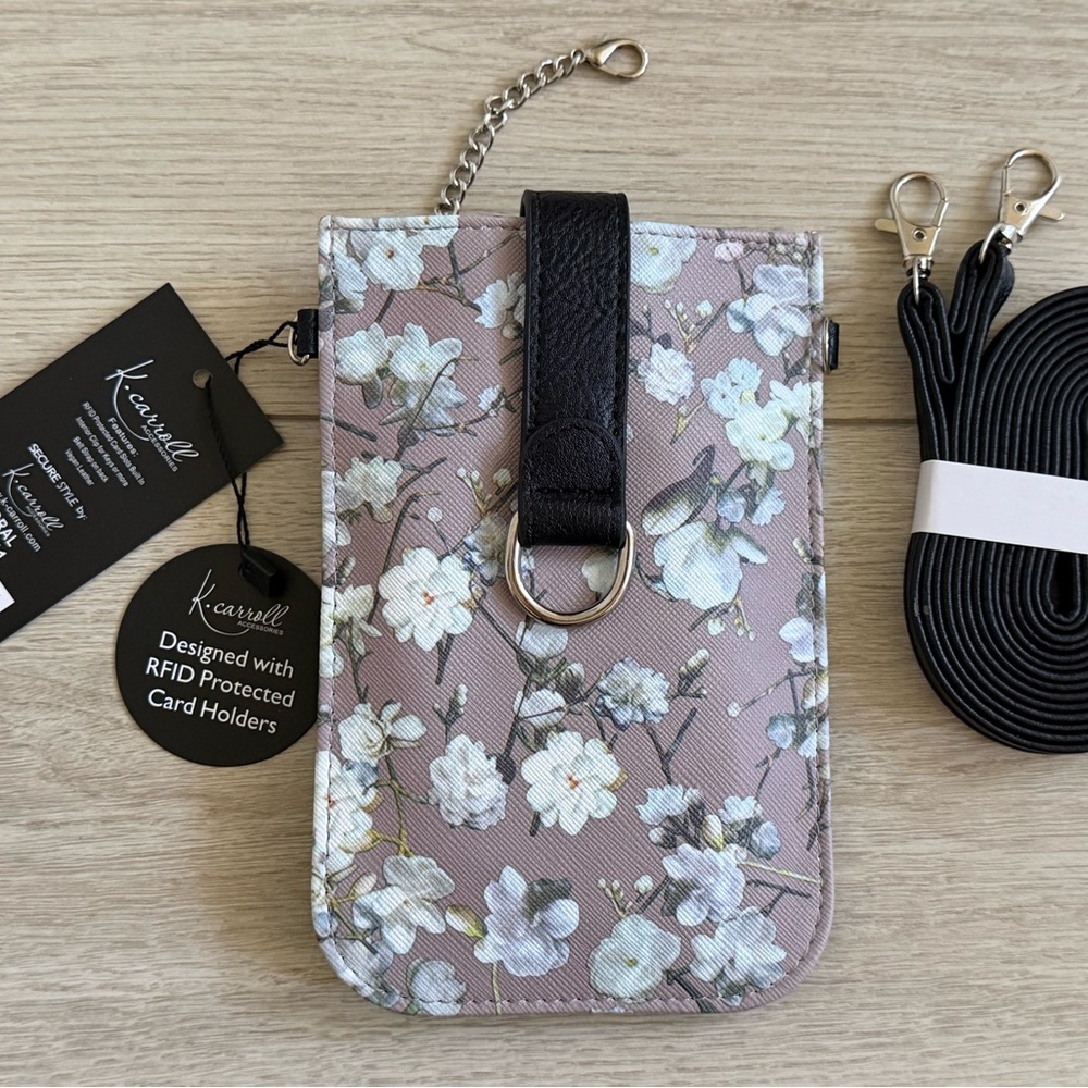 Kearvell Floral Crossbody Bag - Black and Cream